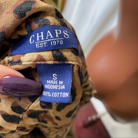 Chaps animal print button down top - Picture 5 of 5